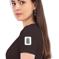Women's Classic Crew T-Shirt | Regular Fit | 180 GSM Bio-Washed Cotton | DTF Print Ready | Double Stitched, Pre-Shrunk | Personalized | DTF | Typographic | Design | Everyday | Confident - left sleeve - Coffee Brown - mockup 5