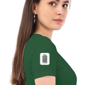 Women's Classic Crew T-Shirt | Regular Fit | 180 GSM Bio-Washed Cotton | DTF Print Ready | Double Stitched, Pre-Shrunk | Personalized | DTF | Typographic | Design | Everyday | Confident - right sleeve - Bottle Green - mockup 6
