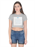 Female Crop Top | Women's Regular Fit | 180 GSM Bio-Washed Cotton | Double Stitched, Pre-Shrunk | For Her | Personalized | DTG | Typographic | Favorite People | Everyday | Sentimental - front - Grey Melange - mockup 1