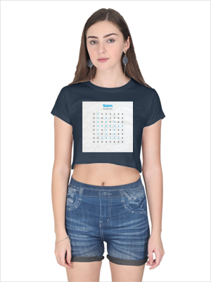 Female Crop Top | Women's Regular Fit | 180 GSM Bio-Washed Cotton | Double Stitched, Pre-Shrunk | For Her | Personalized | DTG | Typographic | Favorite People | Everyday | Sentimental - front - Navy Blue - mockup 1