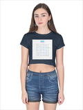 Female Crop Top | Women's Regular Fit | 180 GSM Bio-Washed Cotton | Double Stitched, Pre-Shrunk | For Her | Personalized | DTG | Typographic | Favorite People | Everyday | Sentimental - front - Navy Blue - mockup 1