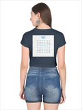 Female Crop Top | Women's Regular Fit | 180 GSM Bio-Washed Cotton | Double Stitched, Pre-Shrunk | For Her | Personalized | DTG | Typographic | Favorite People | Everyday | Sentimental - back - Navy Blue - mockup 2