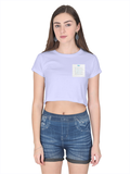 Female Crop Top | Women's Regular Fit | 180 GSM Bio-Washed Cotton | Double Stitched, Pre-Shrunk | For Her | Personalized | DTG | Typographic | Favorite People | Everyday | Sentimental - left pocket - Lavender - mockup 3