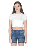 Female Crop Top | Women's Regular Fit | 180 GSM Bio-Washed Cotton | Double Stitched, Pre-Shrunk | For Her | Personalized | DTG | Typographic | Favorite People | Everyday | Sentimental - left pocket - White - mockup 3