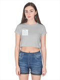 Female Crop Top | Women's Regular Fit | 180 GSM Bio-Washed Cotton | Double Stitched, Pre-Shrunk | For Her | Personalized | DTG | Typographic | Favorite People | Everyday | Sentimental - right pocket - Grey Melange - mockup 4