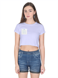 Female Crop Top | Women's Regular Fit | 180 GSM Bio-Washed Cotton | Double Stitched, Pre-Shrunk | For Her | Personalized | DTG | Typographic | Favorite People | Everyday | Sentimental - right pocket - Lavender - mockup 4