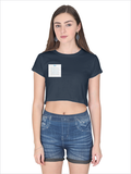 Female Crop Top | Women's Regular Fit | 180 GSM Bio-Washed Cotton | Double Stitched, Pre-Shrunk | For Her | Personalized | DTG | Typographic | Favorite People | Everyday | Sentimental - right pocket - Navy Blue - mockup 4