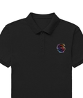 Male Polo Shirt | Regular Fit | 220 GSM Bio-Washed Cotton Blend | Double Stitched & Pre-Shrunk | Men's | Personalized | DTF | Stamp | Originality | Confident - left pocket - Black - mockup 2