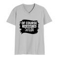 Male V Neck T-Shirt | Regular Fit | 180 GSM Bio-Washed Cotton | DTF Print | Double Stitched, Pre-Shrunk | Men | Personalized | DTF | Bold Typography | Sarcasm | Self-assertion | Everyday | Humorous | Of Course I’m Right - front - Grey Melange - mockup 1