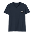 Male V Neck T-Shirt | Regular Fit | 180 GSM Bio-Washed Cotton | DTF Print | Double Stitched, Pre-Shrunk | Men | Personalized | DTF | Bold Typography | Sarcasm | Self-assertion | Everyday | Humorous | Of Course I’m Right - left pocket - Navy Blue - mockup 3