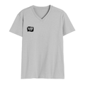 Male V Neck T-Shirt | Regular Fit | 180 GSM Bio-Washed Cotton | DTF Print | Double Stitched, Pre-Shrunk | Men | Personalized | DTF | Bold Typography | Sarcasm | Self-assertion | Everyday | Humorous | Of Course I’m Right - right pocket - Grey Melange - mockup 4