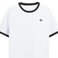 Ringer T-shirt | Unisex Regular Fit | 100% Cotton DTF/DTG | Contrast Rib Neck Bio Washed Pre-Shrunk | Adults | Personalized | DTF | Typographic | Identity | Everyday | Assertive | The Favorite One - left pocket - Black White - mockup 3