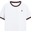 Ringer T-shirt | Unisex Regular Fit | 100% Cotton DTF/DTG | Contrast Rib Neck Bio Washed Pre-Shrunk | Adults | Personalized | DTF | Typographic | Identity | Everyday | Assertive | The Favorite One - left pocket - Maroon off white - mockup 3