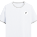 Ringer T-shirt | Unisex Regular Fit | 100% Cotton DTF/DTG | Contrast Rib Neck Bio Washed Pre-Shrunk | Adults | Personalized | DTF | Typographic | Identity | Everyday | Assertive | The Favorite One - left pocket - White Black - mockup 3
