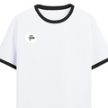Ringer T-shirt | Unisex Regular Fit | 100% Cotton DTF/DTG | Contrast Rib Neck Bio Washed Pre-Shrunk | Adults | Personalized | DTF | Typographic | Identity | Everyday | Assertive | The Favorite One - right pocket - Black White - mockup 4