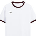 Ringer T-shirt | Unisex Regular Fit | 100% Cotton DTF/DTG | Contrast Rib Neck Bio Washed Pre-Shrunk | Adults | Personalized | DTF | Typographic | Identity | Everyday | Assertive | The Favorite One - right pocket - Maroon off white - mockup 4
