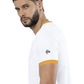 Ringer T-shirt | Unisex Regular Fit | 100% Cotton DTF/DTG | Contrast Rib Neck Bio Washed Pre-Shrunk | Adults | Personalized | DTF | Typographic | Identity | Everyday | Assertive | The Favorite One - left sleeve - Mustard yellow off white - mockup 5