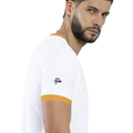 Ringer T-shirt | Unisex Regular Fit | 100% Cotton DTF/DTG | Contrast Rib Neck Bio Washed Pre-Shrunk | Adults | Personalized | DTF | Typographic | Identity | Everyday | Assertive | The Favorite One - right sleeve - Mustard yellow off white - mockup 6