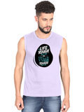 Men's Sleeveless T-Shirt | Regular Fit | 180 GSM Bio-Washed Cotton | Pre-Shrunk, Double Stitched | Men | Personalized | DTF | Typographic | Inner Strength | Perseverance | Everyday | Empowering | Life Rough, I’m Tough - front - Lavender - mockup 1
