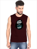 Men's Sleeveless T-Shirt | Regular Fit | 180 GSM Bio-Washed Cotton | Pre-Shrunk, Double Stitched | Men | Personalized | DTF | Typographic | Inner Strength | Perseverance | Everyday | Empowering | Life Rough, I’m Tough - front - Maroon - mockup 1