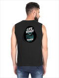 Men's Sleeveless T-Shirt | Regular Fit | 180 GSM Bio-Washed Cotton | Pre-Shrunk, Double Stitched | Men | Personalized | DTF | Typographic | Inner Strength | Perseverance | Everyday | Empowering | Life Rough, I’m Tough - back - Black - mockup 2