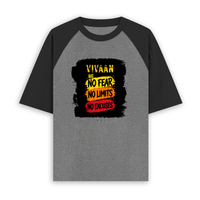 Unisex Oversized Raglan T-Shirt | Oversized Fit | 100% Cotton | Two-Tone Contrast Sleeves | Adults | Personalized | DTG | Grunge | Inner Strength | Energetic | No Fear, No Limits