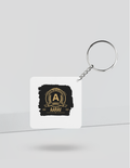 Keychain | Rectangle, Square, Slim Options | Acrylic UV Printed | Fade-Proof, Glossy Finish | Unisex | Personalized | Bold Typography | Heritage | Birthdays | Assertive - back_Square - White - mockup 2