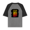 Unisex Oversized Raglan T-Shirt | Oversized Fit | 100% Cotton | Two-Tone Contrast Sleeves | Adults | Personalized | DTG | Grunge | Resilience | Everyday Encouragement | Empowering | No Fear, No Limits - back - mockup 2