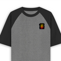 Unisex Oversized Raglan T-Shirt | Oversized Fit | 100% Cotton | Two-Tone Contrast Sleeves | Adults | Personalized | DTG | Grunge | Resilience | Everyday Encouragement | Empowering | No Fear, No Limits - left pocket - mockup 3