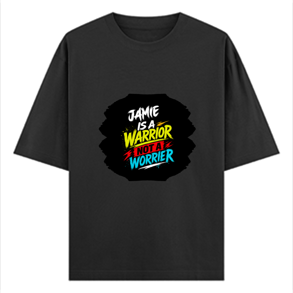 Oversized Classic T-Shirt | Unisex Fit | 100% Super-Combed Cotton | Pre-Shrunk, Double-Stitched | Adults | Personalized | DTF | Grunge | Positive Mindset | Encouragement | Empowering | Warrior Not A Worrier - front - Black - mockup 1