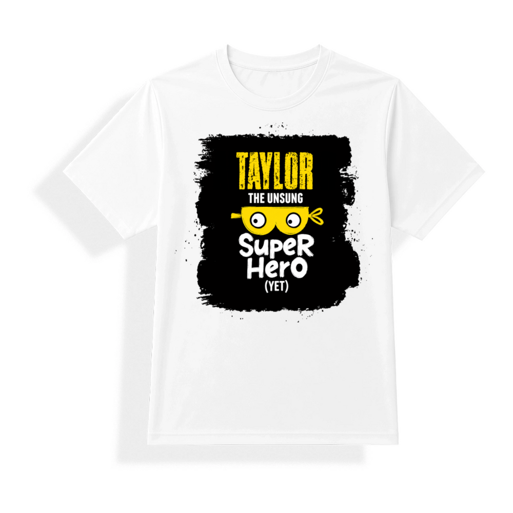 Unisex Dry Fit T-Shirt | Regular Fit Activewear | Micro Polyester Sublimation Ready | Quick-Dry Wrinkle Resistant | Personalized | Sublimation | Playful | Superheroes | Everyday | Humorous | Unsung Superhero - front - mockup 1