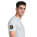 Supima T-Shirt | Unisex Regular Fit | 100% Supima Cotton | DTF Print | Pre-Shrunk | Soft Feel | Adults | Personalized | DTF | Grunge | Identity | Self-worth | Everyday | Assertive | Alag Hain, Galat Nahi - right sleeve - White - mockup 6