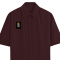 Oversized Shirt | Unisex Relaxed Fit | 100% Premium Cotton DTG | Half Sleeves & Straight Hem | Personalized | DTG | Bold Typography | Self-empowerment | Self | Empowering | Fearless Dreams - right pocket - Maroon - mockup 3