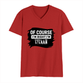 Male V Neck T-Shirt | Regular Fit | 180 GSM Bio-Washed Cotton | DTF Print | Double Stitched, Pre-Shrunk | Men | Personalized | DTF | Typographic | Identity | Humor | Everyday | Humorous | Of Course, I’m Right - front - Red - mockup 1