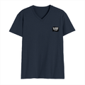 Male V Neck T-Shirt | Regular Fit | 180 GSM Bio-Washed Cotton | DTF Print | Double Stitched, Pre-Shrunk | Men | Personalized | DTF | Typographic | Identity | Humor | Everyday | Humorous | Of Course, I’m Right - left pocket - Navy Blue - mockup 3