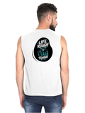 Men's Sleeveless T-Shirt | Regular Fit | 180 GSM Bio-Washed Cotton | Pre-Shrunk, Double Stitched | Men | Personalized | DTF | Bold Typography | Overcoming Challenges | Inspirational | Life Rough, I’m Tough - back - White - mockup 2