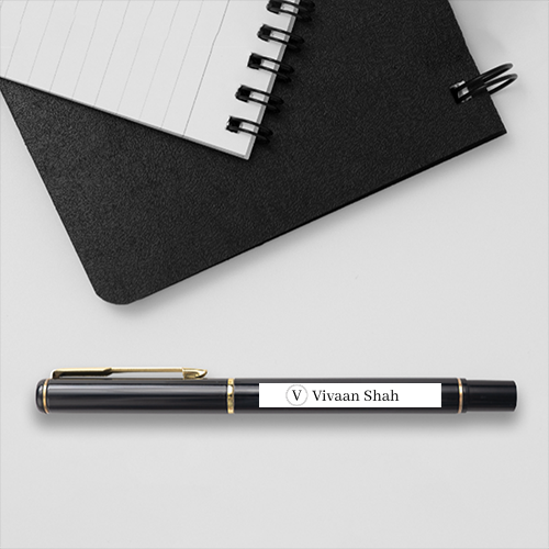 Personalised Metal Pens | Classic, Twist, Click | Laser Engraved | Smooth Ink Flow, Durable Grip | Unisex | Personalized | Minimalist | Everyday | Neutral - front_classic - Classic - Black - mockup 1