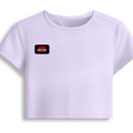 Female Baby Tee | Cropped Fit, Gen Z | 95% Cotton 5% Spandex, DTG | Stretchable, Breathable, Pre-Shrunk | Women | Personalized | DTG | Bold | Rebellion | Family Roles (son) | Everyday | Assertive - right pocket - Lavender - mockup 4