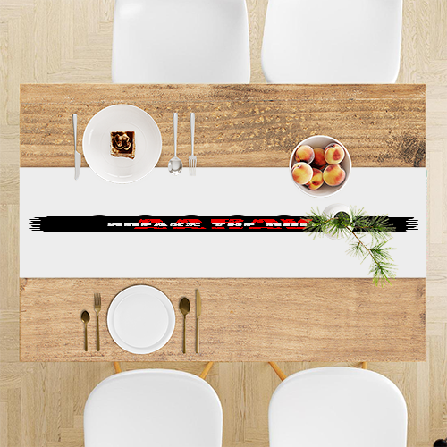 Custom Dining Tablerunner | Home & Living | 100% Polyester | Fade-Proof, Durable, Hemmed Edges | Unisex | Personalized | Bold | Rebellion | Family Roles (son) | Everyday | Assertive - front - White - mockup 1