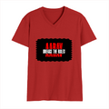 Male V Neck T-Shirt | Regular Fit | 180 GSM Bio-Washed Cotton | DTF Print | Double Stitched, Pre-Shrunk | Men | Personalized | DTF | Bold | Rebellion | Family Roles (son) | Everyday | Assertive - front - Red - mockup 1
