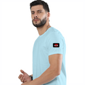 Classic Crew T-Shirt | Men's Regular Fit | 180 GSM Bio-Washed Cotton | DTG Print Ready | Double-Stitched & Ribbed Neck | Personalized | DTG | Bold | Rebellion | Family Roles (son) | Everyday | Assertive - left sleeve - Baby Blue - mockup 5
