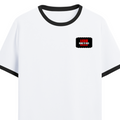 Ringer T-shirt | Unisex Fit | 100% Cotton DTG Print | Contrast Rib Neck | Adults | Personalized | DTG | Bold | Rebellion | Family Roles (son) | Everyday | Assertive - left pocket - Black White - mockup 3