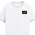 Ringer T-shirt | Unisex Fit | 100% Cotton DTG Print | Contrast Rib Neck | Adults | Personalized | DTG | Bold | Rebellion | Family Roles (son) | Everyday | Assertive - left pocket - White Black - mockup 3