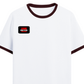 Ringer T-shirt | Unisex Fit | 100% Cotton DTG Print | Contrast Rib Neck | Adults | Personalized | DTG | Bold | Rebellion | Family Roles (son) | Everyday | Assertive - right pocket - Maroon off white - mockup 4