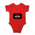 Baby Romper | 0-12 Months Regular Fit | 180 GSM Bio-Washed Cotton Blend | Double Stitched, Pre-Shrunk | Unisex | Personalized | DTF | Bold | Rebellion | Family Roles (son) | Everyday | Assertive - back - Red - mockup 2