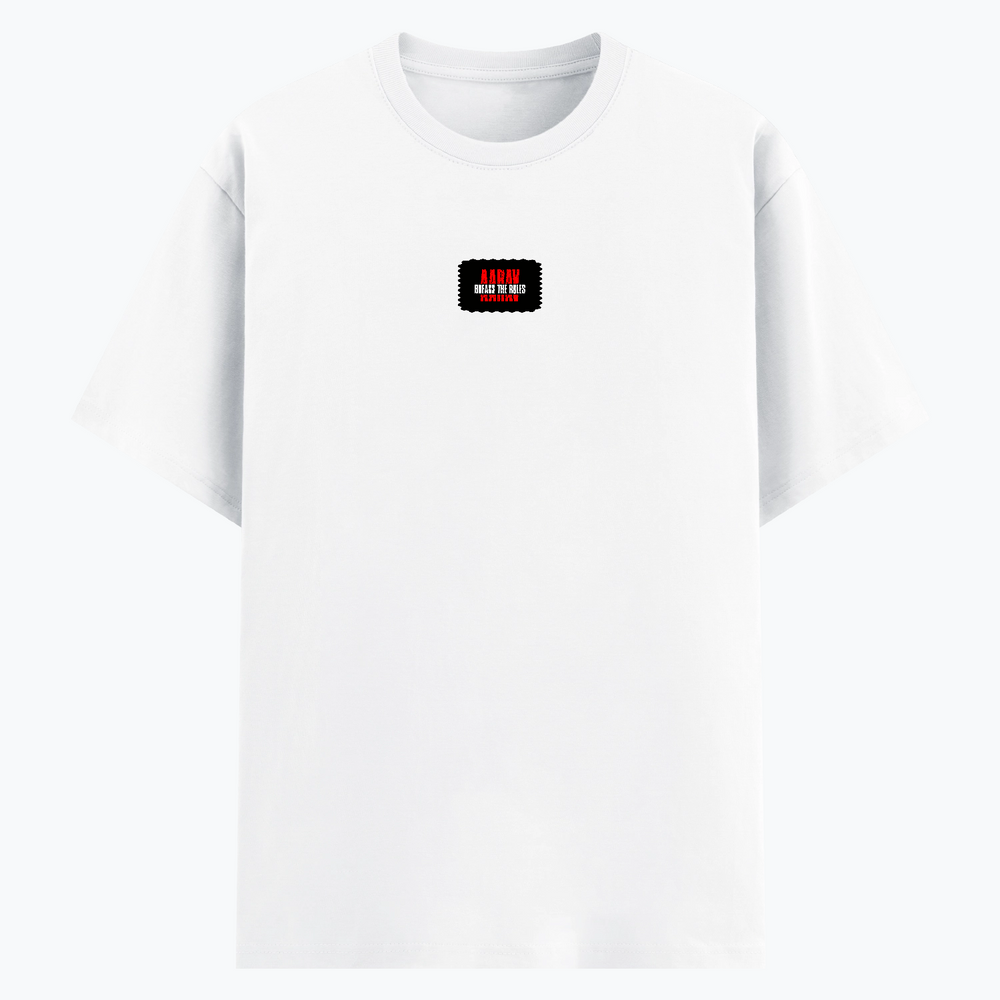 Basic T-Shirt | Unisex Fit XS-2XL | Poly-Cotton Blend Soft Finish | Durable Stitching Lycra Rib Neck | Adults | Personalized | DTG | Bold | Rebellion | Family Roles (son) | Everyday | Assertive - front - White - mockup 1