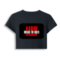 Female Baby Tee | Cropped Snug Fit, Gen Z | 95% Cotton 5% Spandex Blend | Stretchy, Breathable, Pre-shrunk | Women's | Personalized | DTG | Bold | Rebellion | Family Roles (son) | Everyday | Assertive - back - Navy Blue - mockup 2