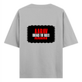 Oversized Standard T-Shirt | Relaxed Fit Unisex | 100% Super Combed Cotton DTG Print | Soft Durable Breathable | Adult | Personalized | DTG | Bold | Rebellion | Family Roles (son) | Everyday | Assertive - back - Grey Melange - mockup 2