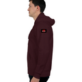 Oversized Hoodie | Relaxed Fit, Unisex | 400 GSM Cotton Blend | Pre-Shrunk, Drop Shoulder | Personalized | DTG | Bold | Rebellion | Family Roles (son) | Everyday | Assertive - left sleeve - Maroon - mockup 5