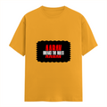 Female Classic Crew T-Shirt | Regular Fit Women's | 180 GSM Bio-Washed Cotton | Double Stitched, Pre-Shrunk | Personalized | DTG | Bold | Rebellion | Family Roles (son) | Everyday | Assertive - front - Golden Yellow - mockup 1